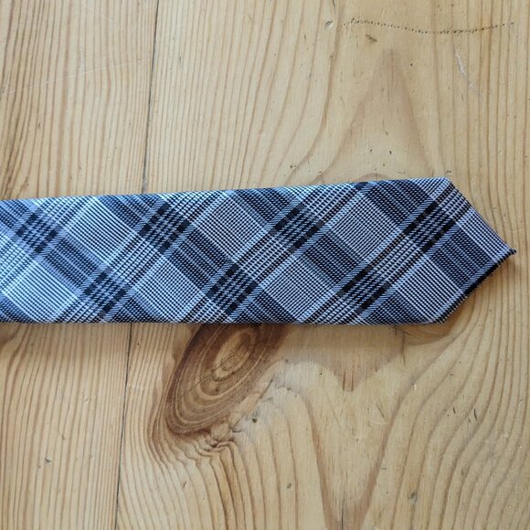 Altea tie plaid black grey white silk - Picture 2 of 4